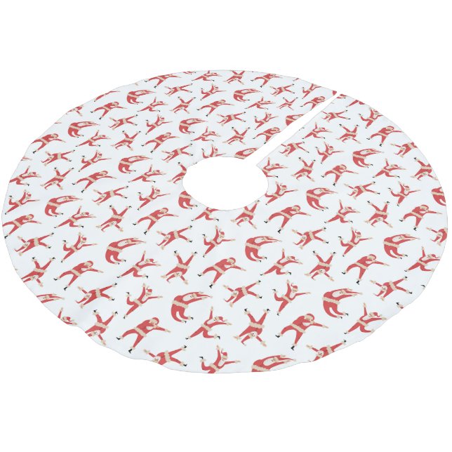 Dabbing Santa Fun Christmas Pattern Brushed Polyester Tree Skirt (Angled)