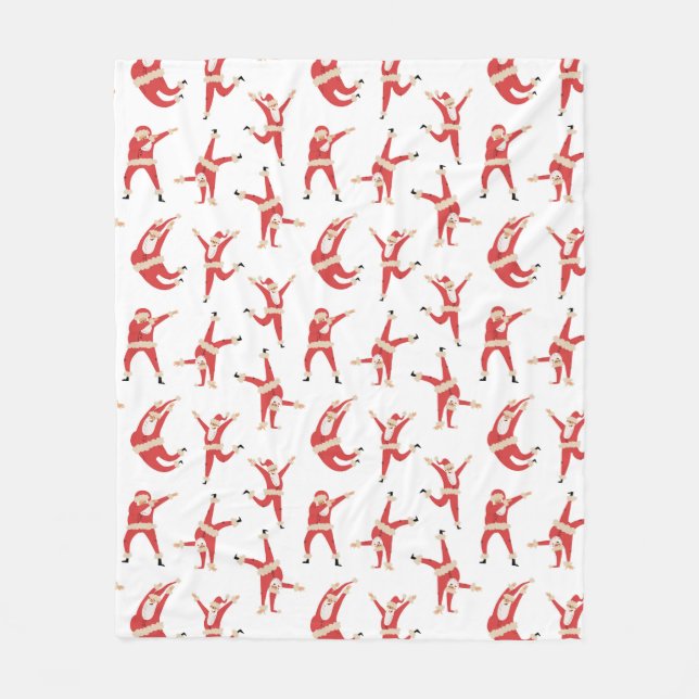 Dabbing Santa Fun Christmas Pattern Fleece Blanket (Front)