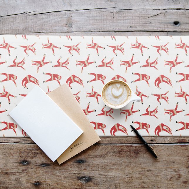 Dabbing Santa Fun Christmas Pattern Short Table Runner (Table runner on table)