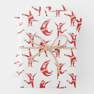 Dabbing Santa Fun Christmas Pattern Wrapping Paper Sheet