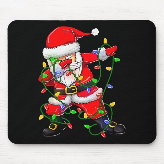 Dabbing Santa Funny Christmas Shirts Women 2024 Bo Mouse Mat (Front)