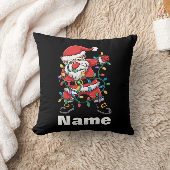 Dabbing Santa Funny Personalised Christmas Gift Cushion (Blanket)