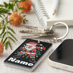 Dabbing Santa Funny Personalised Christmas Gift Key Ring