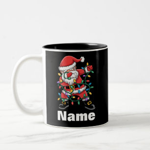 Dabbing Santa Funny Personalised Christmas Gift Two-Tone Coffee Mug