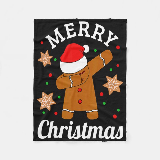 Dabbing Santa Hat Gingerbread Man Xmas For Girls T Fleece Blanket (Front)