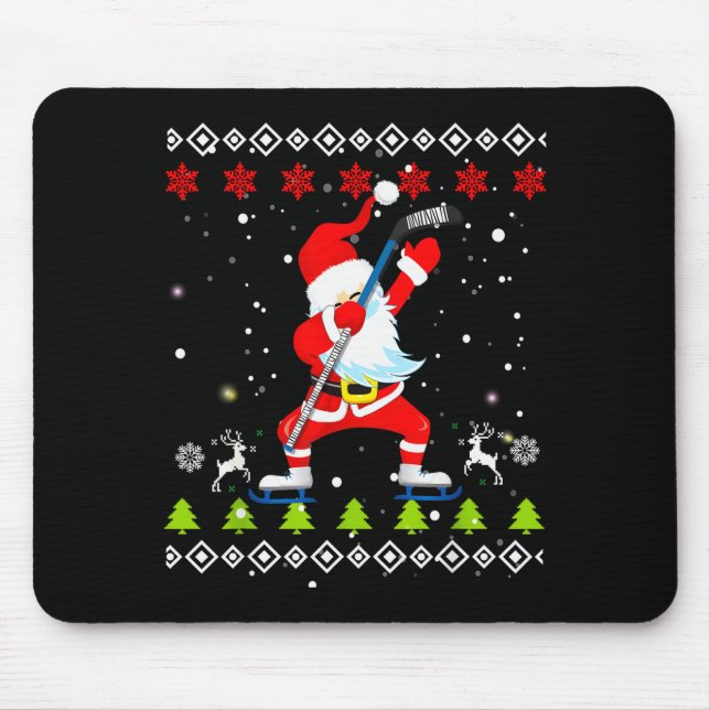 Dabbing Santa Hockey Ugly Christmas Sweater Xmas  Mouse Mat (Front)