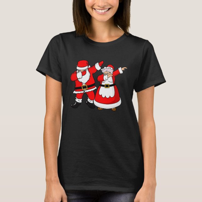 Dabbing Santa & Mrs Claus Christmas Time Dab Dance T-Shirt (Front)