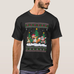 Dabbing Santa Reindeer Fox Tree Lights Ugly Xmas D T-Shirt
