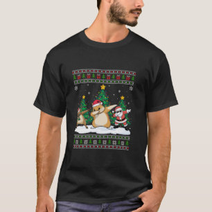 Dabbing Santa Reindeer Hamster Tree Lights Ugly Xm T-Shirt
