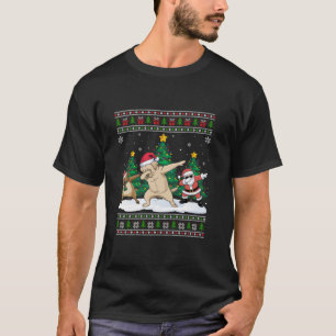 Dabbing Santa Reindeer Labrador Dog Tree Lights Ug T-Shirt