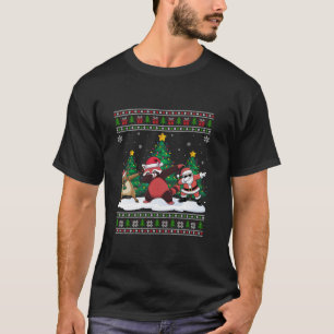 Dabbing Santa Reindeer Red Panda Tree Lights Ugly  T-Shirt