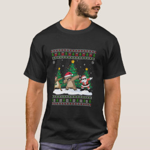 Dabbing Santa Reindeer Sloth Tree Lights Ugly Xmas T-Shirt