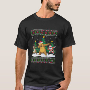 Dabbing Santa Reindeer Sun Bear Tree Lights Ugly X T-Shirt