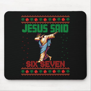 Dabbing Santa Says Six Seven 67 Meme Ugly Christma Mouse Mat