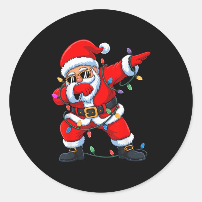 Dabbing Santa Shirt For Boys Men Kids Funny Christ Classic Round Sticker (Front)