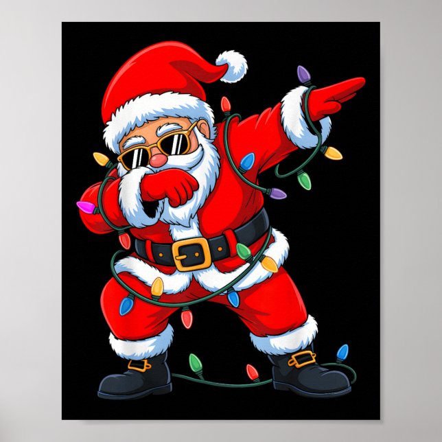 Dabbing Santa Shirt For Boys Men Kids Funny Christ Poster (Front)
