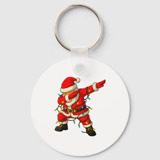 Dabbing Santa Shirt Xmas Lights Girls Boys Kids Ch Key Ring (Front)