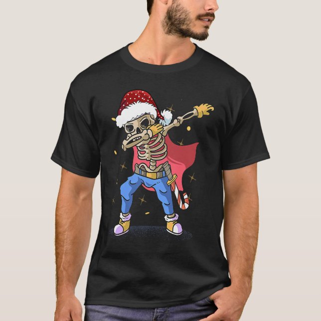 Dabbing Santa Skeleton christmas  for men boy Chri T-Shirt (Front)
