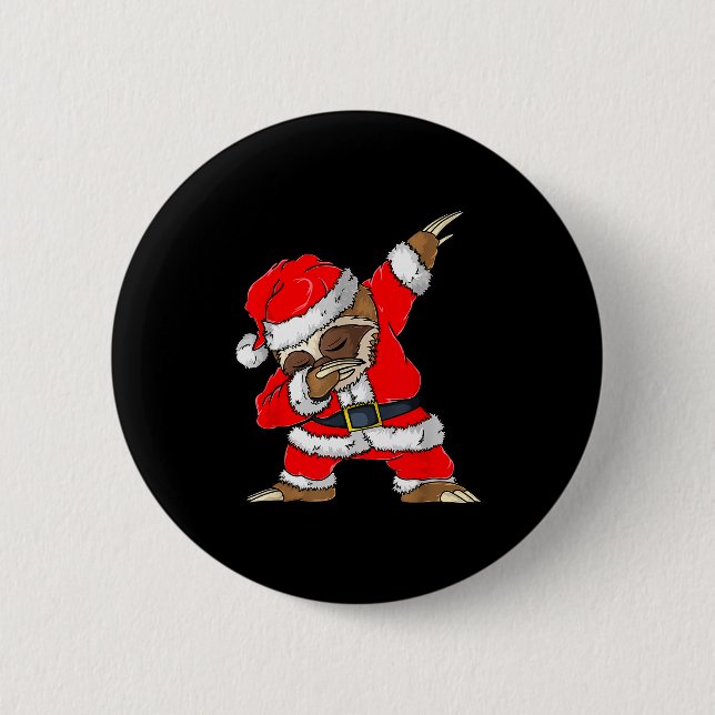 Dabbing Santa Sloth Merry Slothmas Christmas Kids  6 Cm Round Badge (Front)