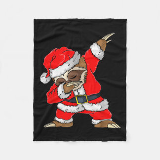 Dabbing Santa Sloth Merry Slothmas Christmas Kids  Fleece Blanket