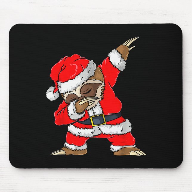 Dabbing Santa Sloth Merry Slothmas Christmas Kids  Mouse Mat (Front)
