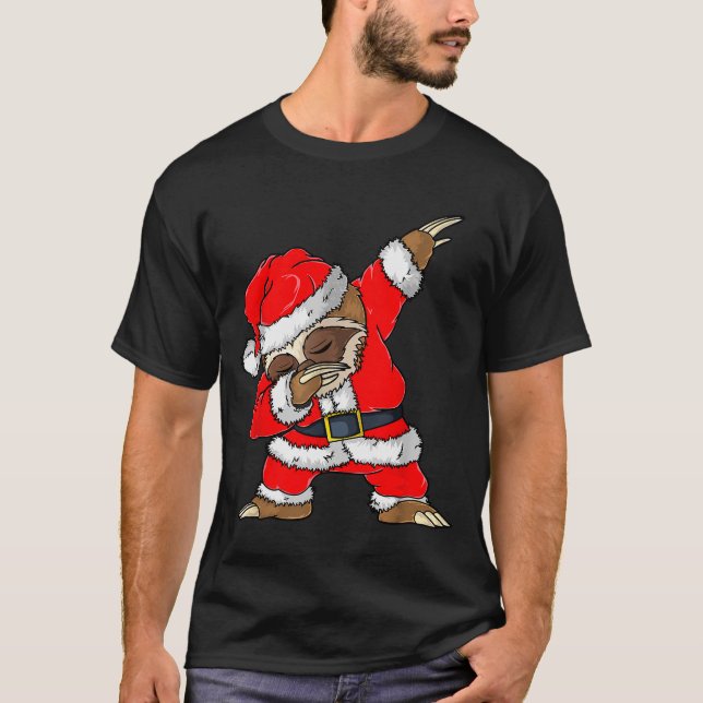 Dabbing Santa Sloth Merry Slothmas Christmas Kids  T-Shirt (Front)