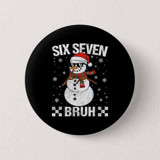 Dabbing Santa Snowman 6 7 Meme Christmas Six Seven 6 Cm Round Badge (Front)