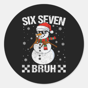 Dabbing Santa Snowman 6 7 Meme Christmas Six Seven Classic Round Sticker