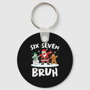 Dabbing Santa Snowman 6 7 Meme Christmas Six Seven Key Ring