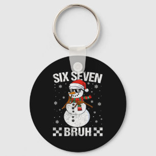Dabbing Santa Snowman 6 7 Meme Christmas Six Seven Key Ring