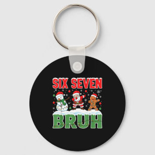 Dabbing Santa Snowman 6 7 Meme Christmas Six Seven Key Ring