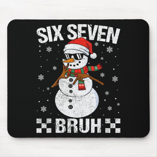 Dabbing Santa Snowman 6 7 Meme Christmas Six Seven Mouse Mat (Front)