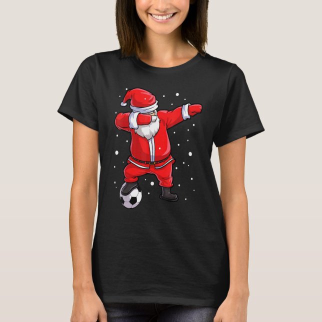 Dabbing Santa Soccer Christmas Boys Kids Men Xmas T-Shirt (Front)