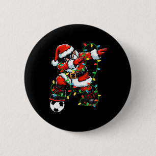 Dabbing Santa Soccer Christmas Lights Xmas Soccer 6 Cm Round Badge