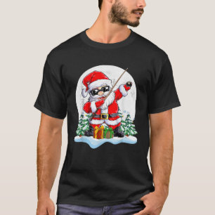 Dabbing Santa Sunglasses Playing Billiard Christma T-Shirt