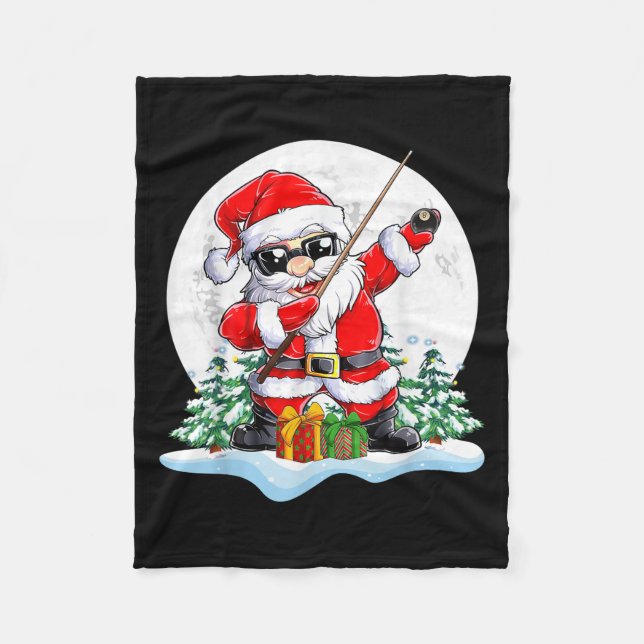Dabbing Santa Sungles Playing Billiard Christmas P Fleece Blanket (Front)