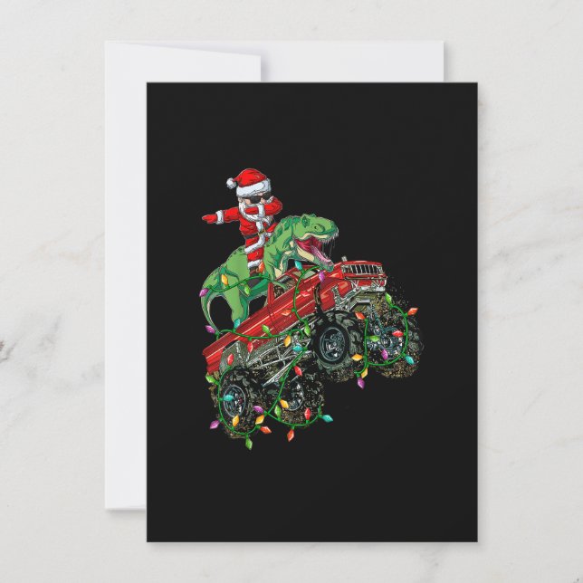 Dabbing Santa T Rex Monster Truck Christmas Monste Invitation (Front)