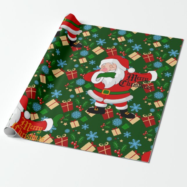 dabbing santa wrapping paper (Unrolled)