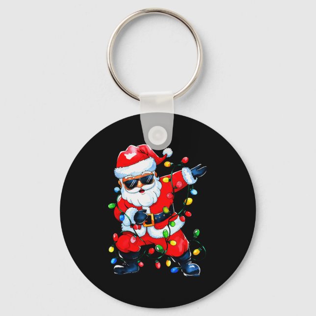 Dabbing Santa Xmas Light Girls Boys Kids Funny Chr Key Ring (Front)