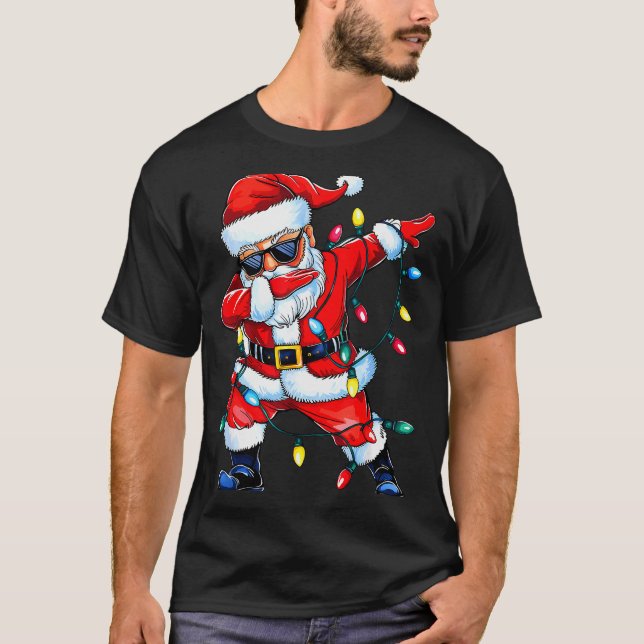 Dabbing Santa Xmas Light Girls Boys Kids Funny Chr T-Shirt (Front)