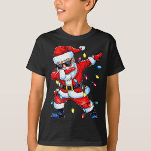 Dabbing Santa Xmas Light Girls Boys Kids Funny Chr T-Shirt
