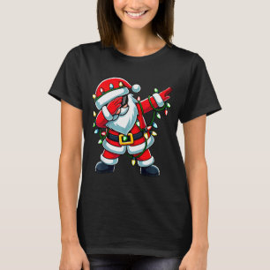 Dabbing Santa Xmas Lights Funny Christmas Men Wome T-Shirt