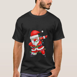 Dabbing Santa Xmas Lights Gifts Kids Girls Boys Ch T-Shirt