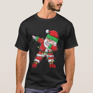 Dabbing Santa Xmas Lights Gifts Kids Girls Boys Ch T-Shirt