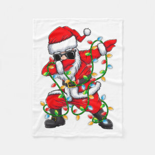 Dabbing Santa Xmas Lights Girls Boys Kids Christma Fleece Blanket