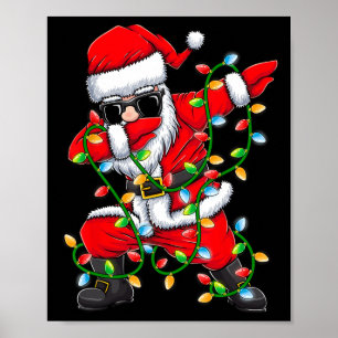 Dabbing Santa Xmas Lights Girls Boys Kids Christma Poster