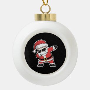 Dabbing Santa Xmas Lights Kids Christmas Gifts Ceramic Ball Christmas Ornament