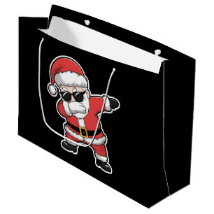 Dabbing Santa Xmas Lights Kids Christmas Gifts Large Gift Bag