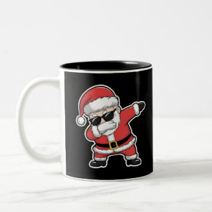 Dabbing Santa Xmas Lights Kids Christmas Gifts Two-Tone Coffee Mug
