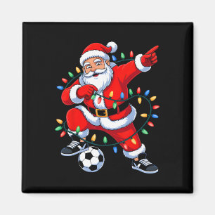 Dabbing Santa Xmas Lights Soccer Christmas Boys Me Magnet